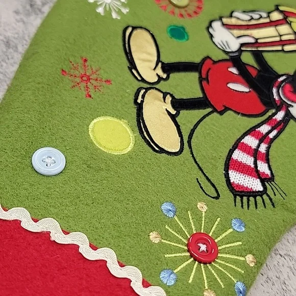 Mickey Mouse Stocking Green Felt Disney Store Retired Embroidered Christmas - Picture 6 of 7